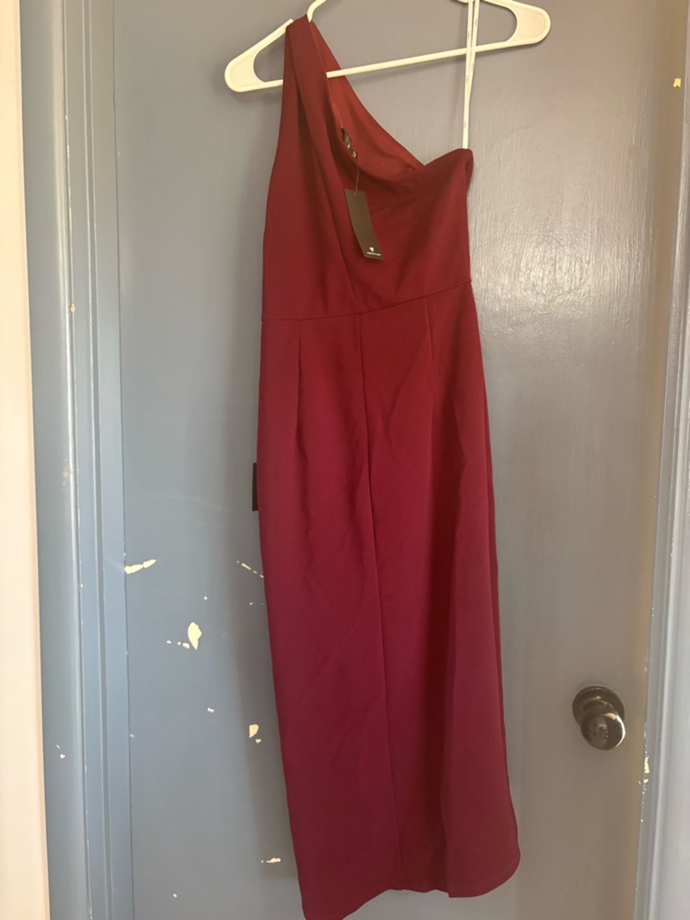 Lulus One-Shoulder Burgundy Women’s Dress - Picture 2 of 4
